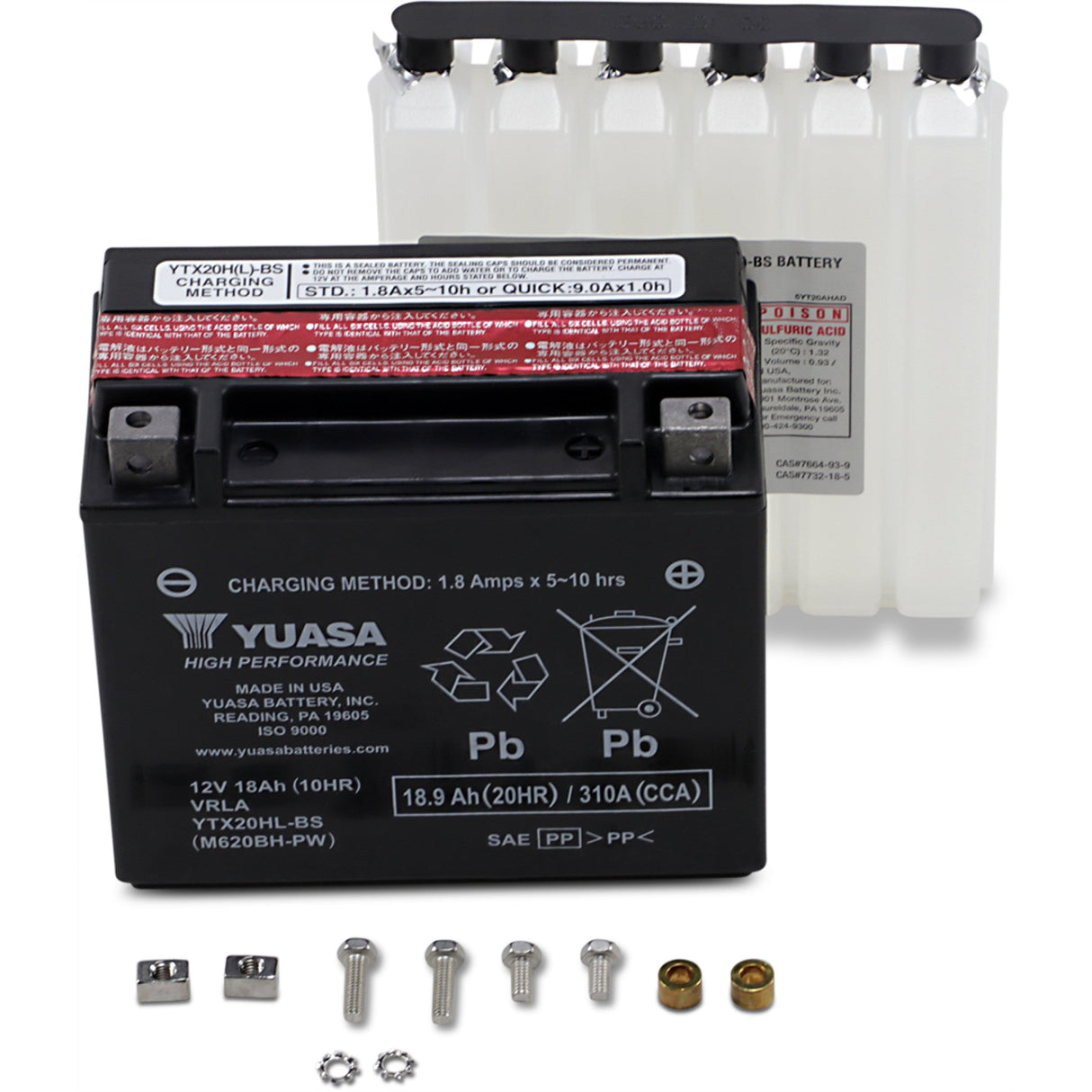 Yuasa YTX Battery - YUAM620BH-PW For Kawasaki 300 / Mule / 400 1991-2005 | John Deere Buck / Trail 2004-2006 | Ski-Doo Expedition 2010-2012