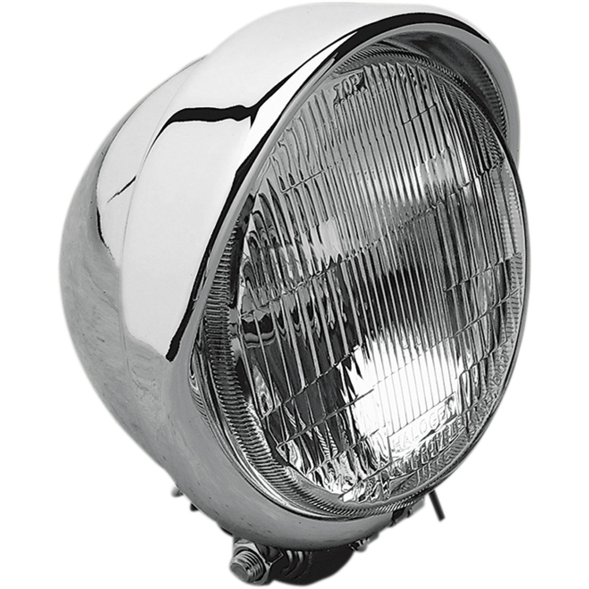 DRAG SPECIALTIES DS-280095 5-3/4" Chrome Headlight Assembly w/ Built-In Visor H-4 Headlight with Visor- 5-3/4" - Chrome