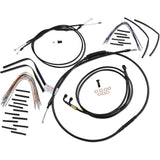 Burly Brand Complete Black Vinyl Handlebar Cable Line Kit For Ape Hangers 12" - B30-1192 For Harley Dyna 1996-2005