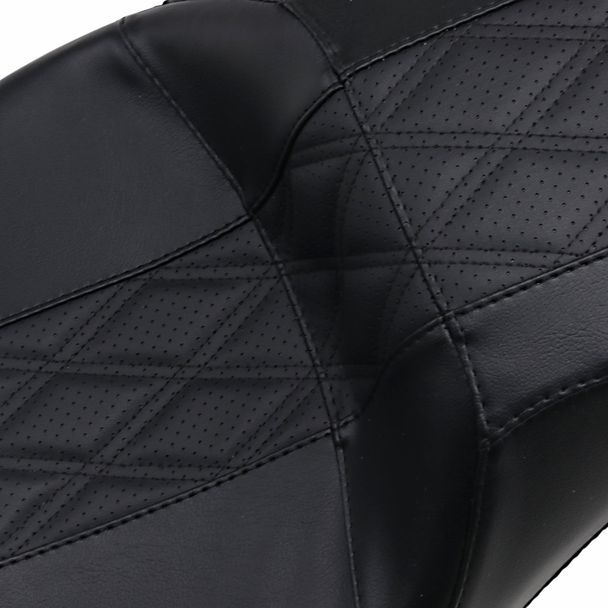 LePera Outcast GT Seat 2-Up Without Backrest Black Double Diamond Perforated - LK-997GT2 For Harley Touring 2008-2023