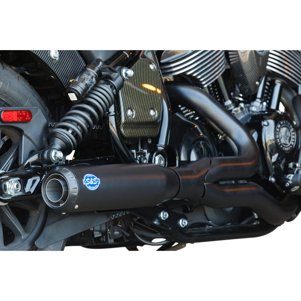 S&S Cycle 2-Into-1 Qualifier Exhaust System Guardian Black Race Only Indian Chief - 550-1118 For Indian 2022-2024