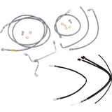 Burly Brand Complete Stainless Braided Handlebar Cable Brake Line Kit 15" Ape Hangers - B30-1239 For Harley Touring 2017-2020