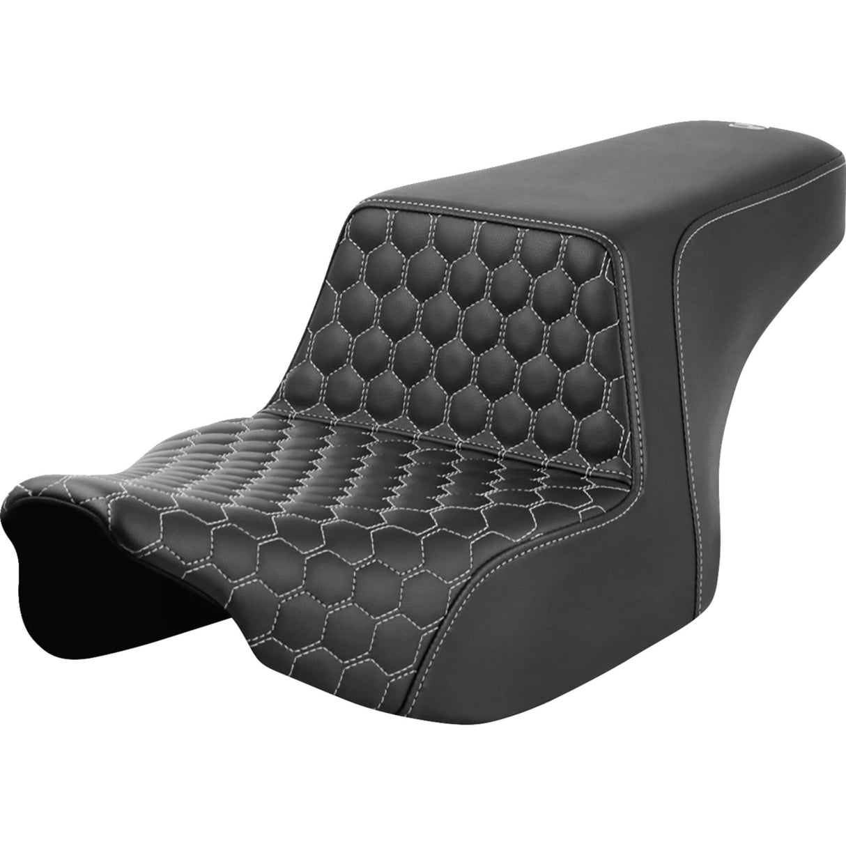 Saddlemen Honeycomb Step-Up Seat Front Honeycomb Silver Stitching - 823-07-17705 For Harley Touring 2023-2026