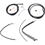 Burly Brand Complete Black Vinyl Handlebar Cable Line Kit For Ape Hangers 18" ABS - B30-1187 For Harley Touring 2017-2020
