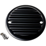 Joker Machine Points Cover Finned 2 Hole Black Anodized - 02-98-1 For Harley 1970-1994