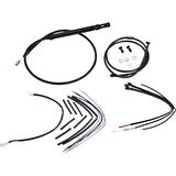 Burly Brand Complete Black Vinyl Handlebar Cable Line Kit For Ape Hangers 12" FX - B30-1259 For Harley Softail 2018-2024
