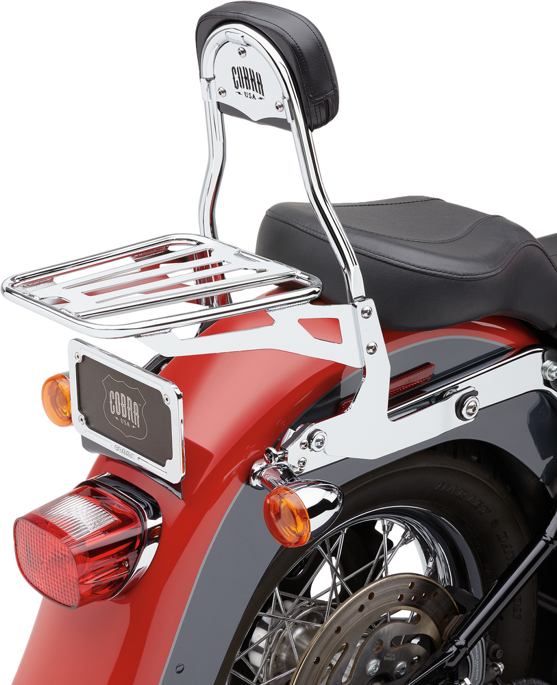 Cobra 82-96532 602-2001 DETACHABLE BACKREST ROUND CHROME SOFTAIL 00-06