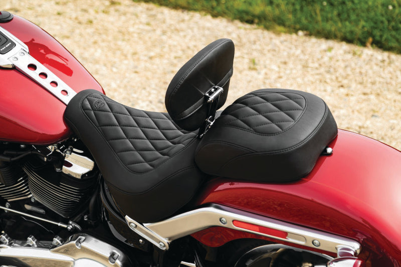 Mustang Motorcycle Mustang Fat Boy Wide Tripper Passenger Seat Diamond Stitch Black - 83027 For Harley Softail Fat Boy 114 2018-2021