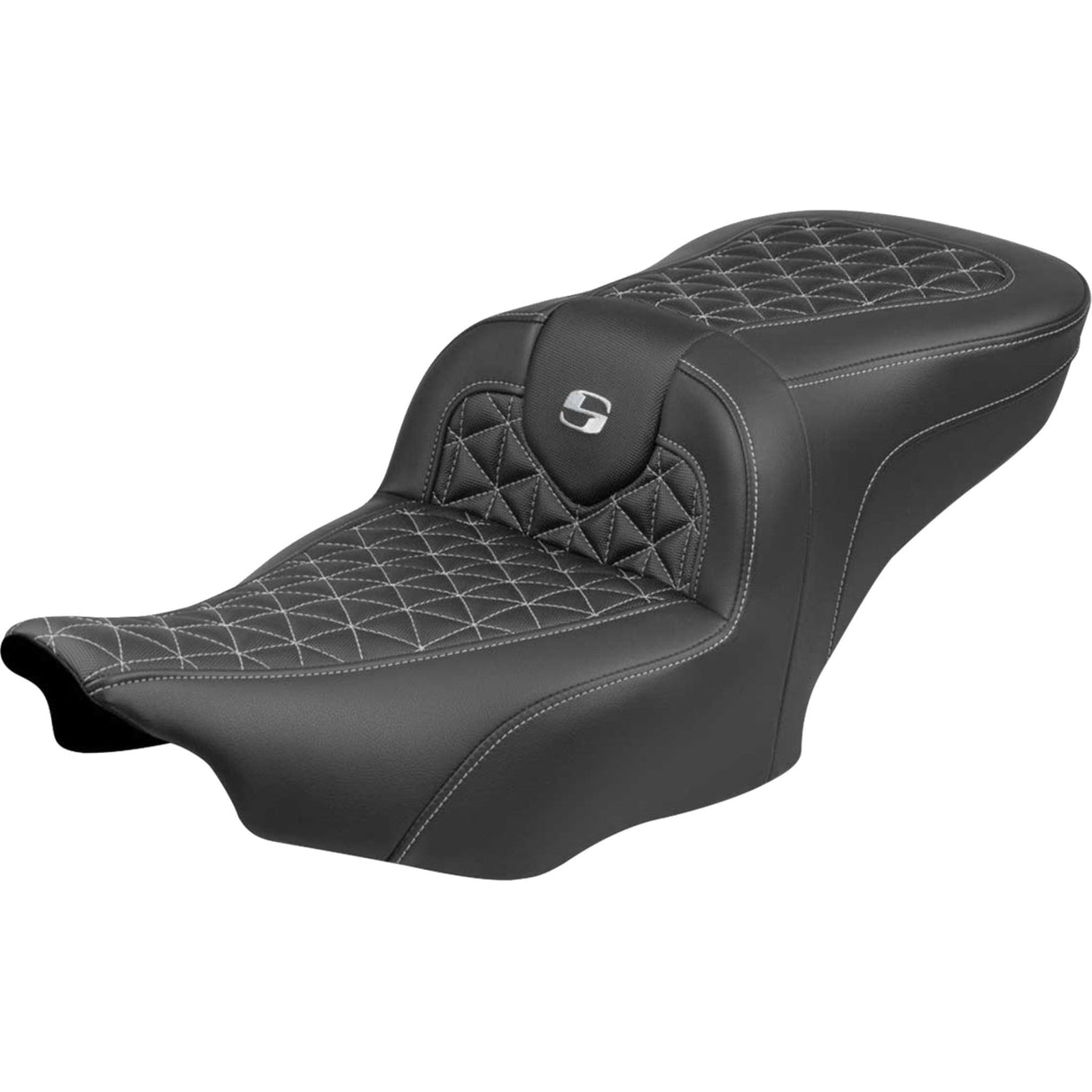 Saddlemen Roadsofa™ Standard Reach Seat Without Backrest Silver Stitch - 823-07-21005 For Harley Touring 2023-2026