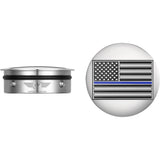 Figurati Designs Swing Arm Covers Blue Line American Flag Custom Reversed - FD70-ABFL-SS For Harley Motorcycles 1980-2026