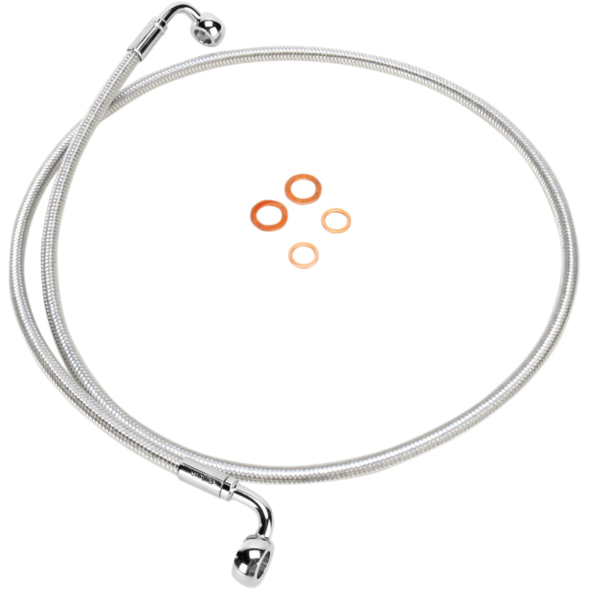 MAGNUM SHIELDING 1741-3306 36252SW E-Z Align Braided Single Disc Front Brake Line - 90/90° - 52" - Sterling Chromite II