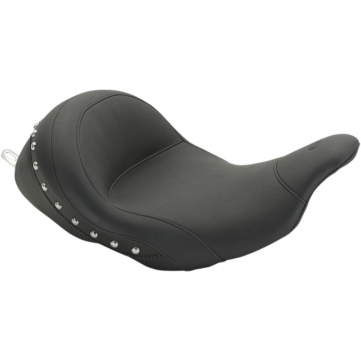 Mustang Lowdown™ Solo Seat — Without Backrest No Driver Backrest Chrome Studded - 76079 For Harley Touring 2008-2025