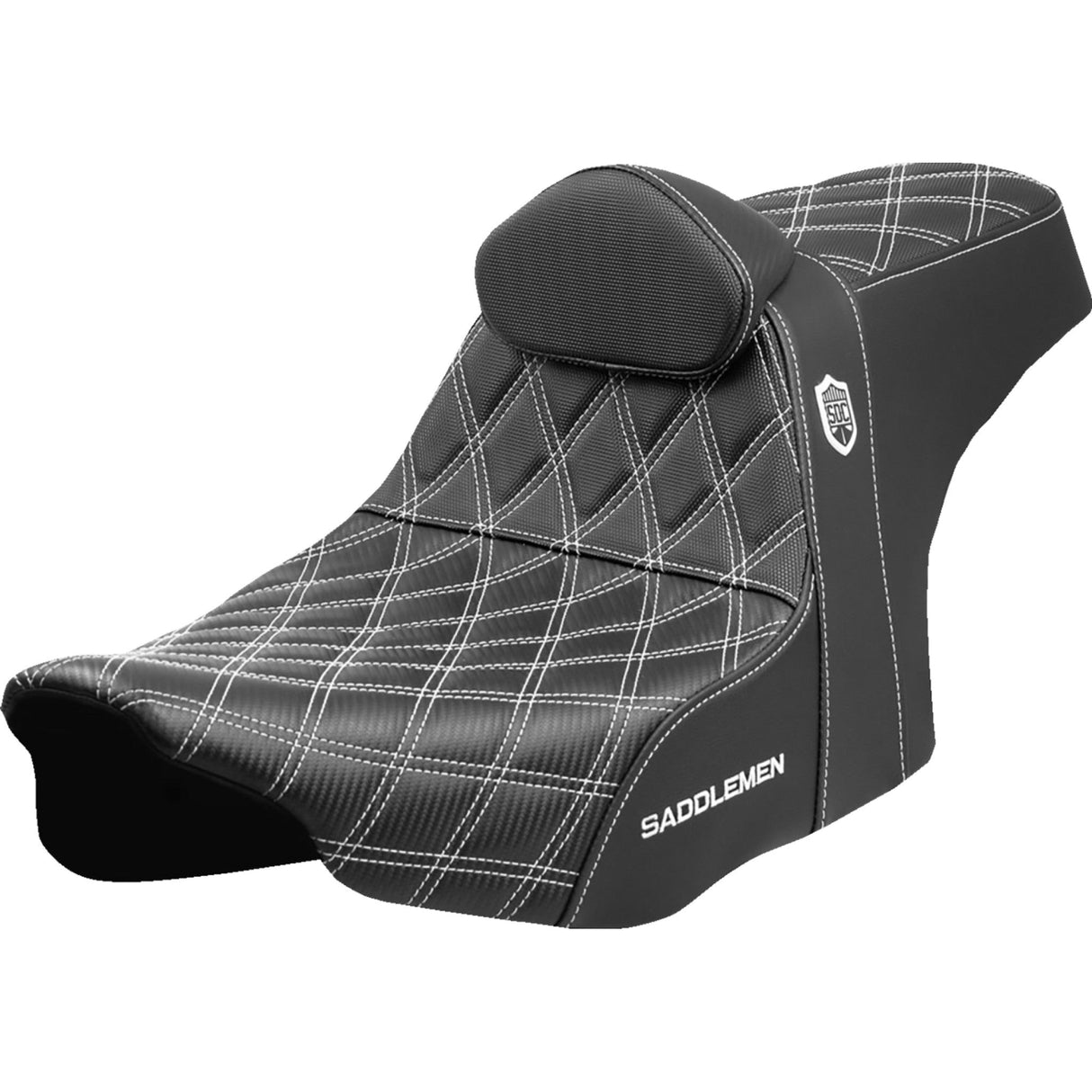 Saddlemen Pro Series SDC Performance Grip Seat White Stitching With Backrest - SC82307DB6 For Harley Touring 2023-2026