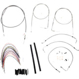 Burly Brand Complete Stainless Braided Handlebar Cable Brake Line Kit 14" Ape Hangers - B30-1079 For Harley Touring 2000-2006