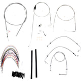 Burly Brand Complete Stainless Braided Handlebar Cable Brake Line Kit 16" Ape Hangers - B30-1083 For Harley Touring 2000-2006