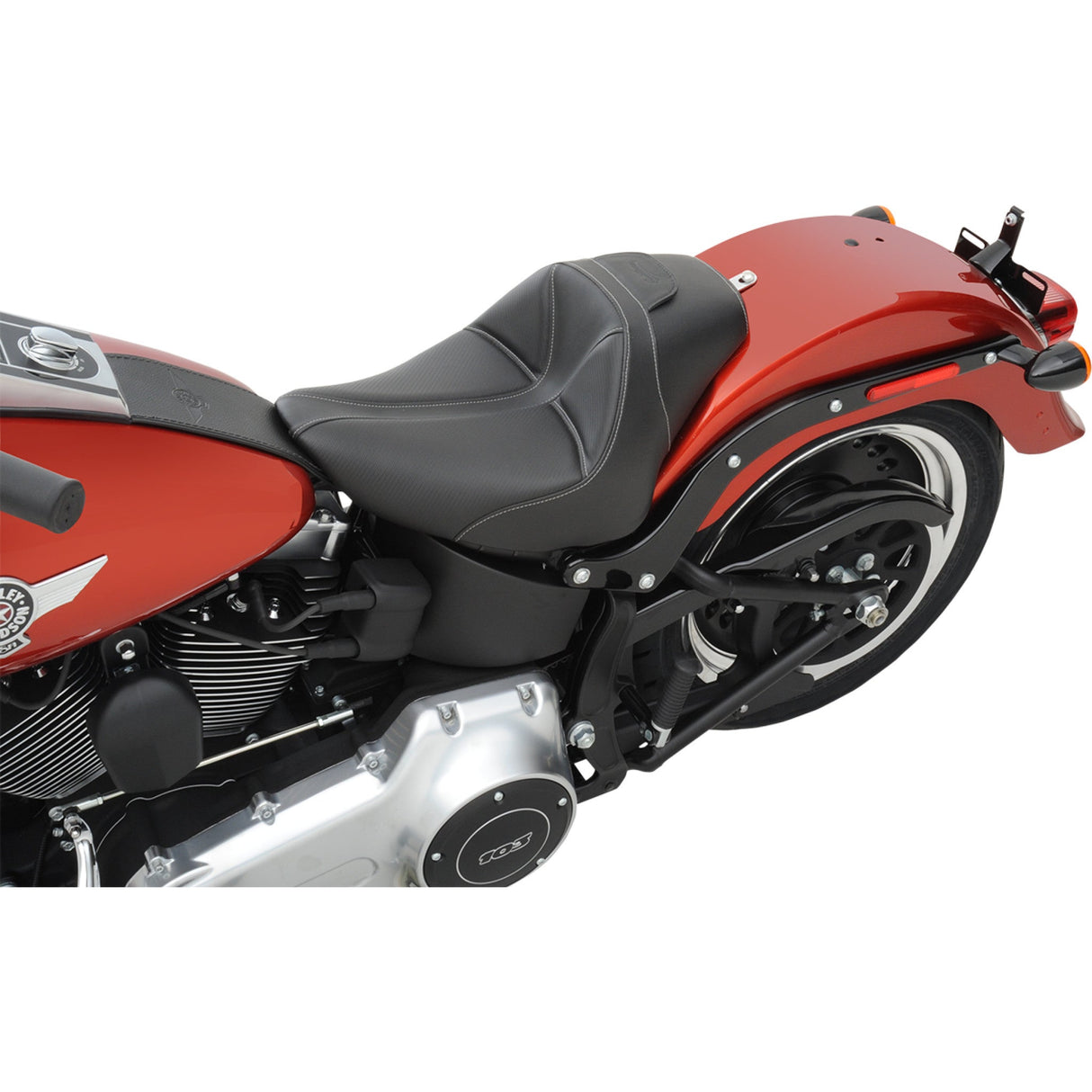 Saddlemen Dominator Solo Seat Without Backrest Black With Gray Stitching FL FX - 806-12-0042 For Harley Softail 2006-2017