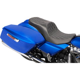 DRAG SPECIALTIES SEATS 0801-2099 Freedom Touring Seat Freedom Seat - Black - Vinyl - Silver Double Diamond Stitch - FLT/FLH '23-'25