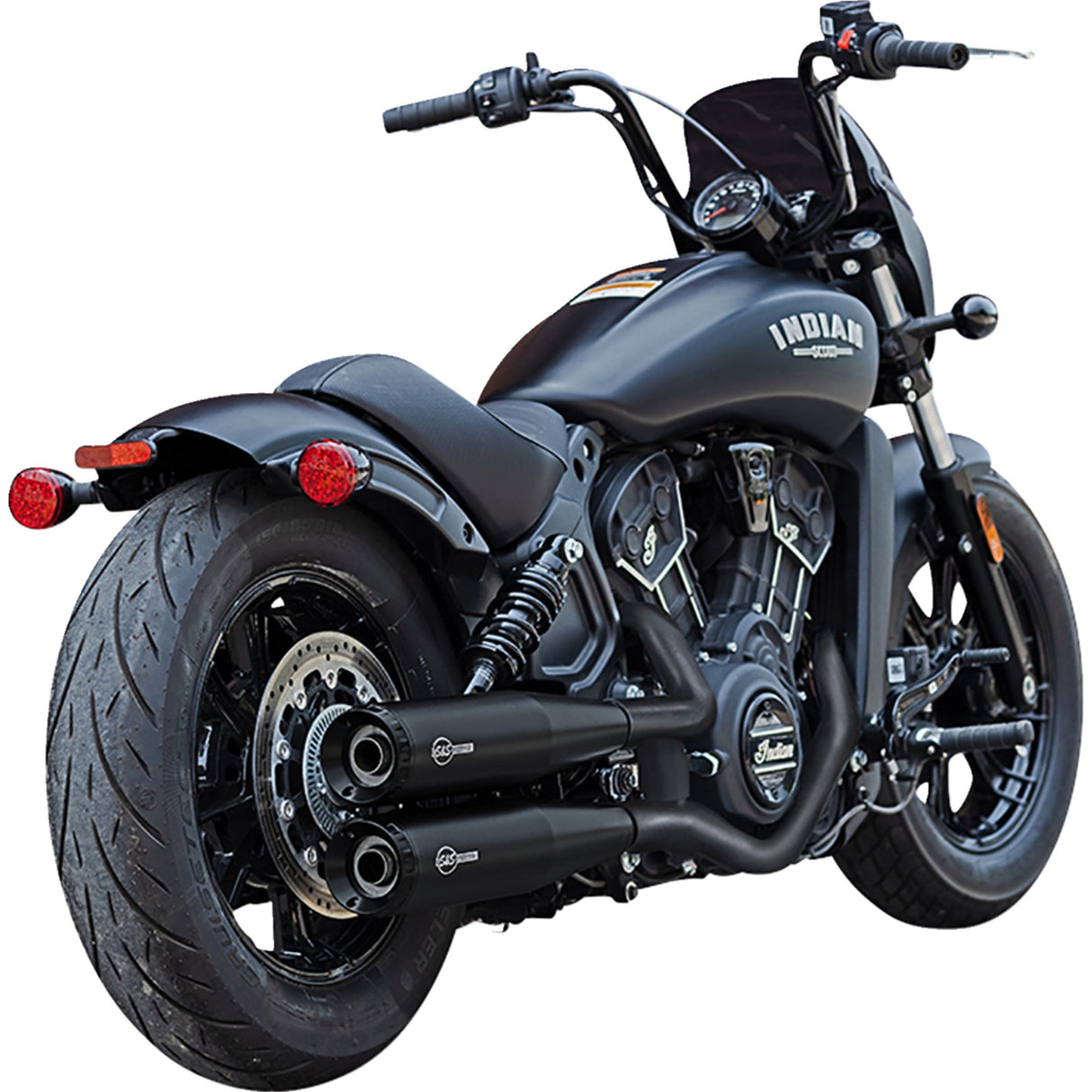 S&S Cycle Grand National Slip-On Mufflers Black 50-State - 4110-266 For Indian Scout 2015-2023