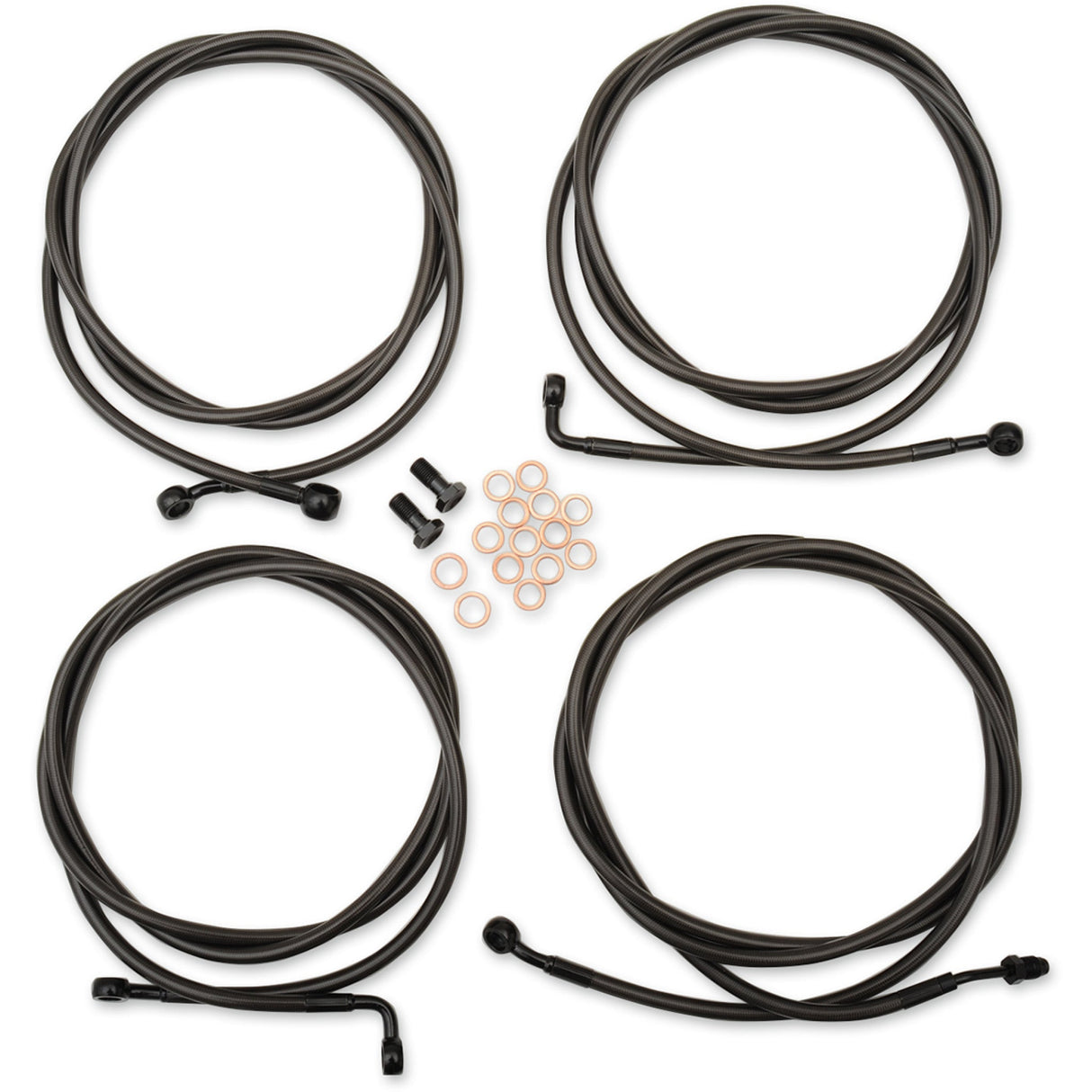 LA CHOPPERS 0610-1930 LA-8054KT-08M Standard Midnight Braided Handlebar Cable/Brake Line Kit — Ape Hanger/Mini Standard Midnight Braided Handlebar Cable/Brake Line Kit - Mini Ape Hangers - '17-'20 Touring