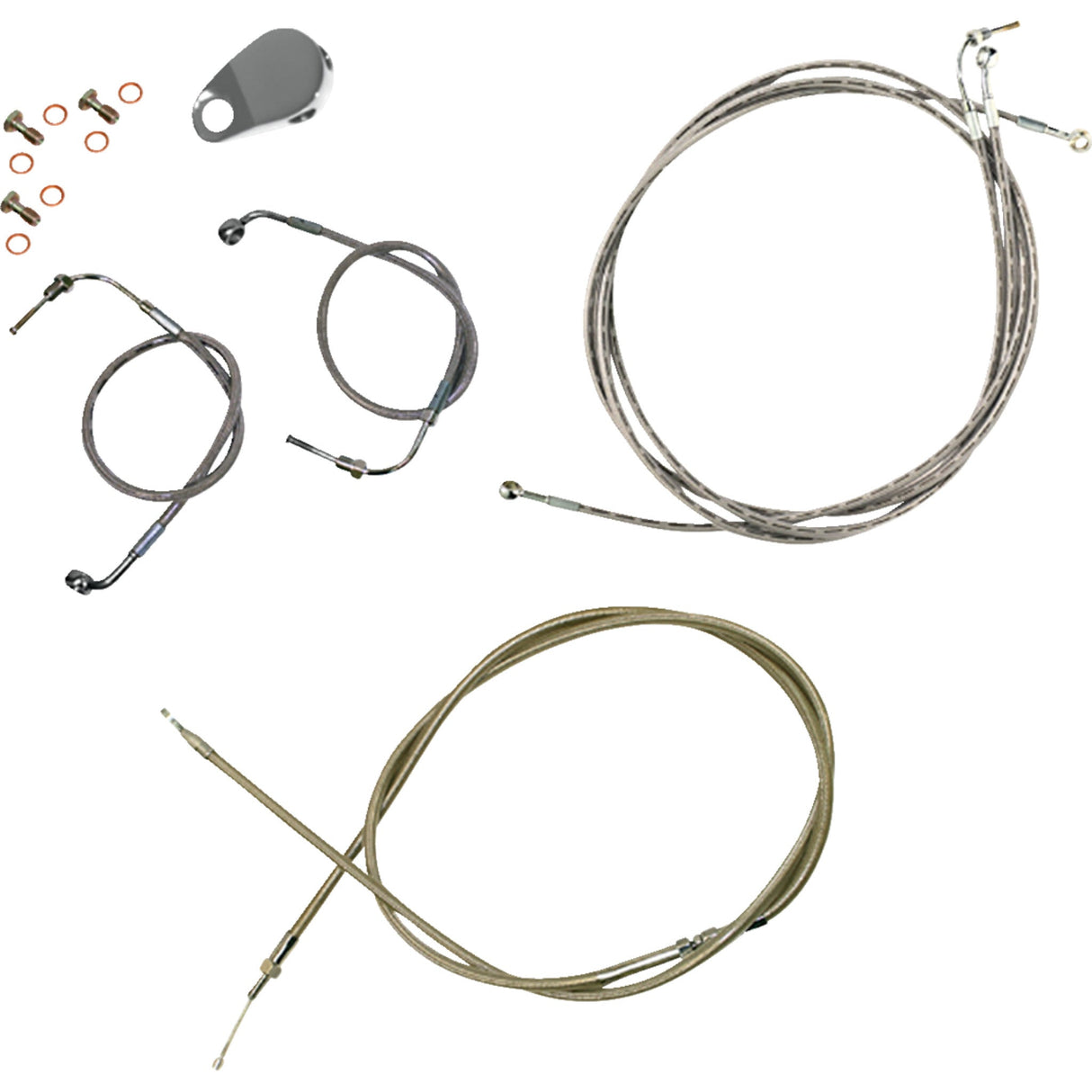 LA Choppers Standard Stainless Braided Handlebar Cable Brake Line Kit Mini Ape Hangers - LA-8157KT-08 For Harley Softail 2018-2024
