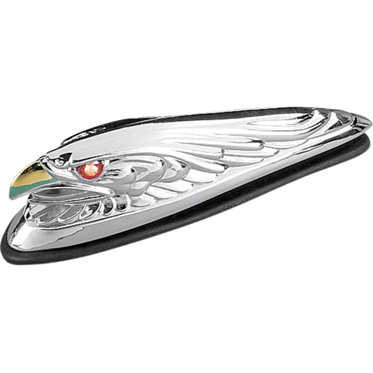 DRAG SPECIALTIES DS-287555 Eagle Head Front Fender Ornament Eagle Head with Lights - Red Eyes - Small - Chrome
