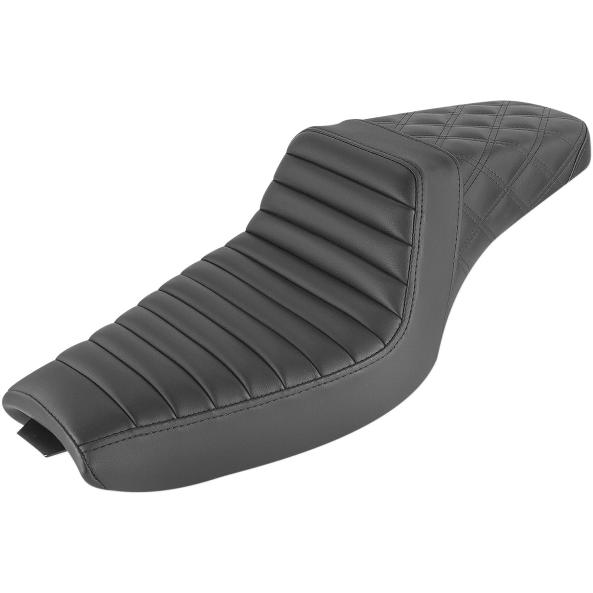 Saddlemen Step-Up Seat — Rear Lattice Stitch Front Tuck-N-Roll Black - 807-03-176 For Harley Sportster 2004-2020 (4.5G Tank)
