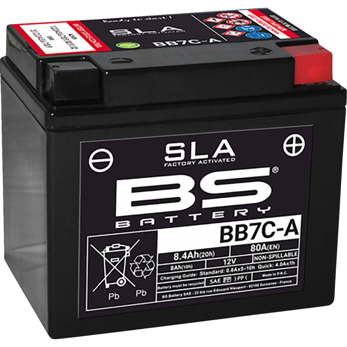 BS BATTERY 2113-0978 300843 SLA Factory- Activated AGM Maintenance-Free Battery Battery - BB7C-A