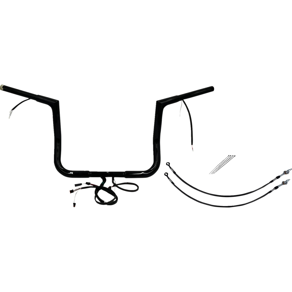 FAT Baggers INC. EZ Install Wired 1-1/4" Flat Top Handlebar Kit 12" Black - 701212-B For Harley Touring 2014-2015
