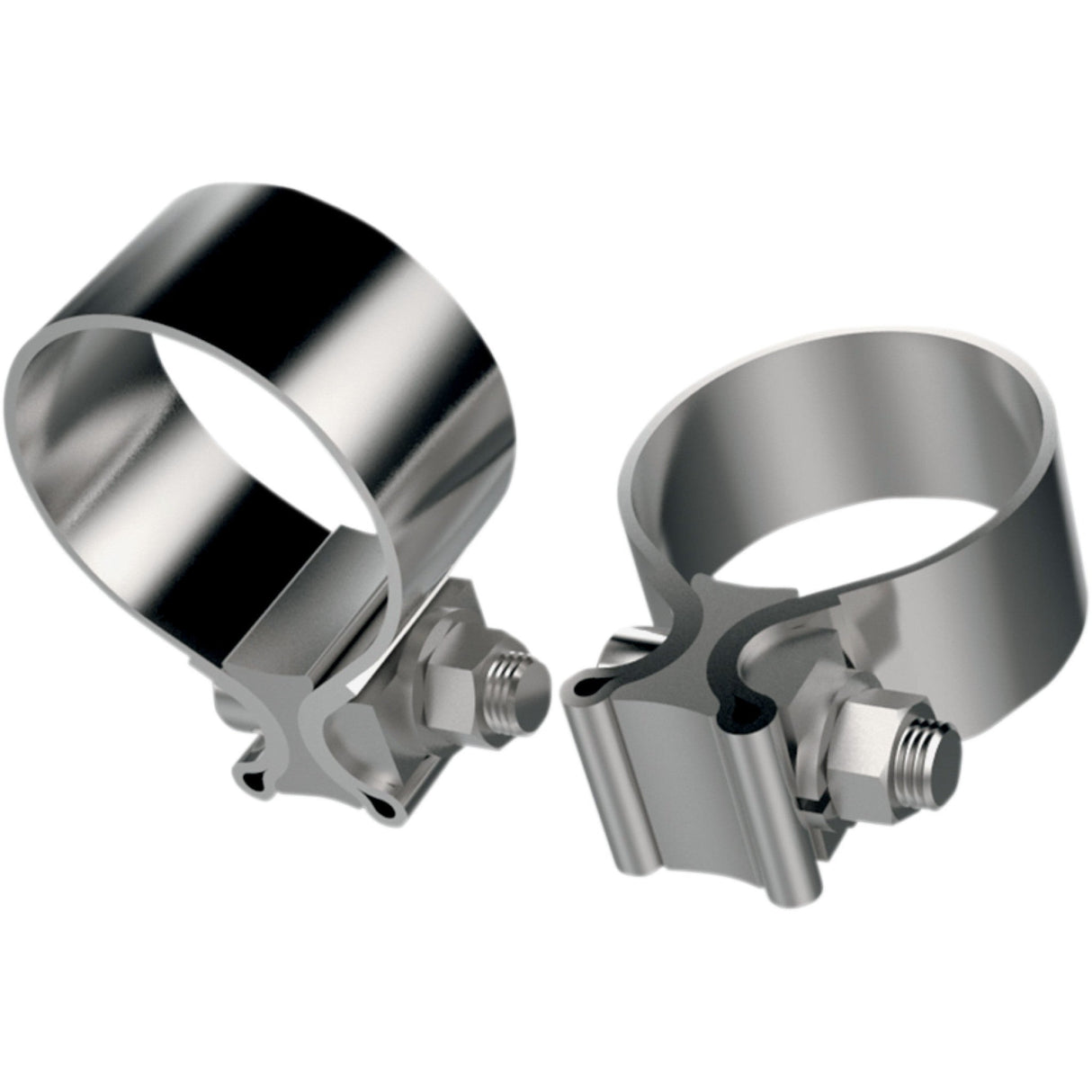 KHROME WERKS 1860-0667 203030 Stainless Steel Muffler Clamps - 1.75" x 1.25"
