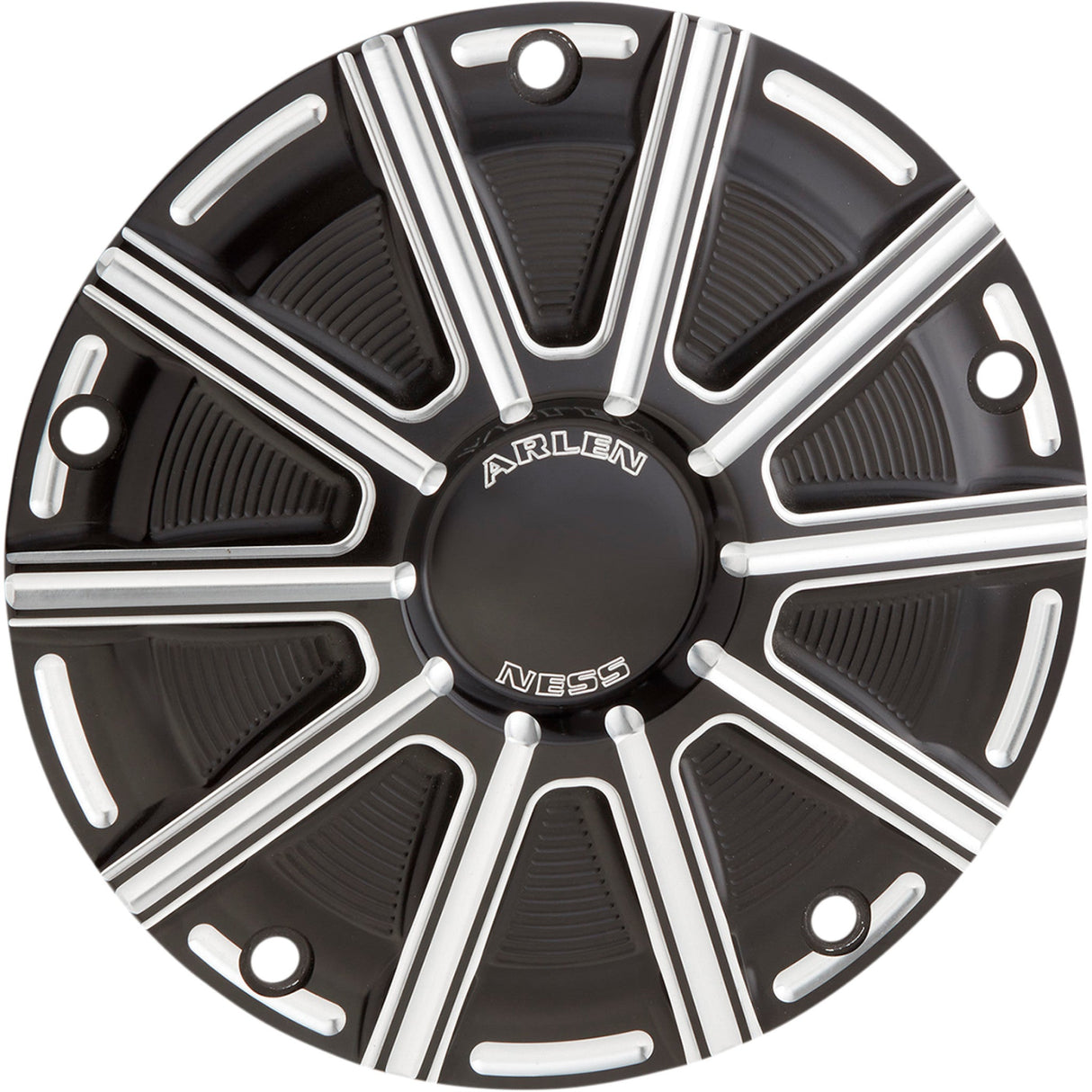 Arlen Ness 10-Gauge Derby Cover Black Machined Big Twin - 700-018 For Harley Motorcycles 1999-2018
