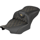 SADDLEMEN 0801-2338 823-07-18207 Roadsofa™ Lattice Stitch Seat RoadSofa™ Seat - without Backrest - Lattice Stitch - Gold Stitch - FLH/FLT '23-'25