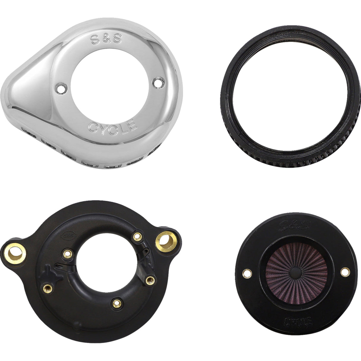 S&S Cycle Air Stinger Stealth Air Cleaner Kit Chrome - 170-0717A For Harley Motorcycles 2017-2023