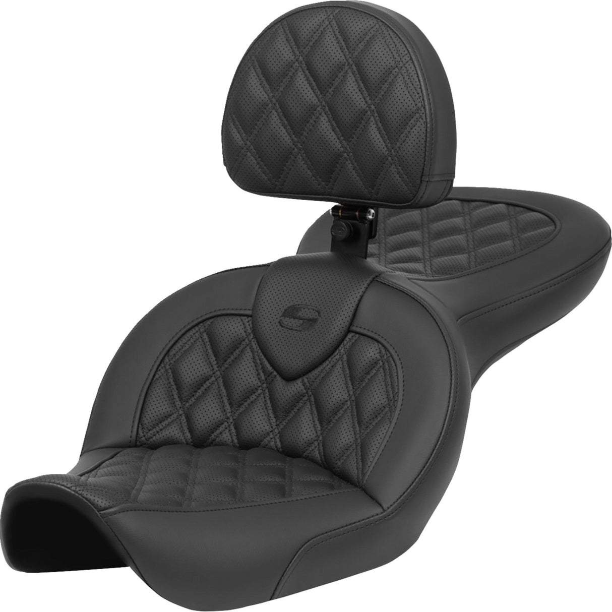 Saddlemen Roadsofa™ Standard Reach Seat With Backrest Lattice Stitch - 896-05-182BR For Harley Dyna Wide Glide 1996-2003