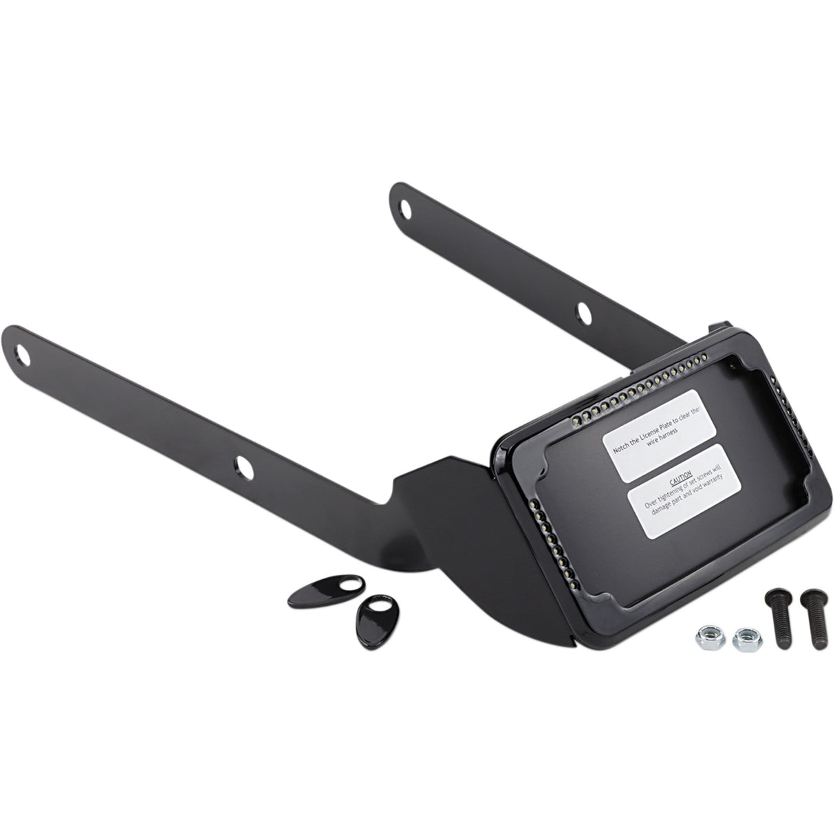 CYCLE VISIONS 2030-1441 CV4655B Curved License Plate Frame and Mount with License Plate Light LP Plate Frame & Mount with Signals - FLSL - Black