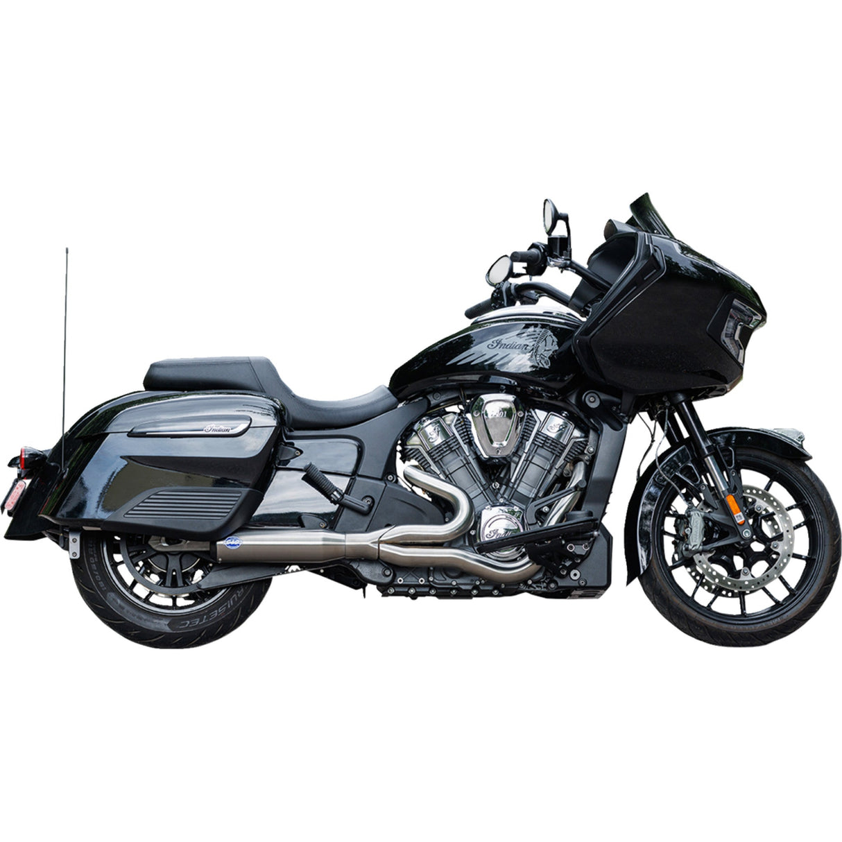 S&S Cycle 2-Into-1 Qualifier Exhaust System 50-State Brushed Stainless Steel - 550-1083 For Indian Challenger 2020-2023