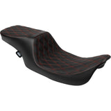 DRAG SPECIALTIES SEATS 0801-1998 Performance Predator 2-Up Seat Predator 2-Up Seat - Vinyl - Double Diamond - Red Stitching - w/o Backrest - FL '97-'07