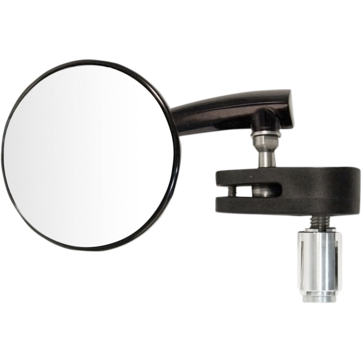 EMGO 0640-1026 20-34042 Aluminum 2.5" Bar End Mirror Mirror - Side View - Round - Black - Left