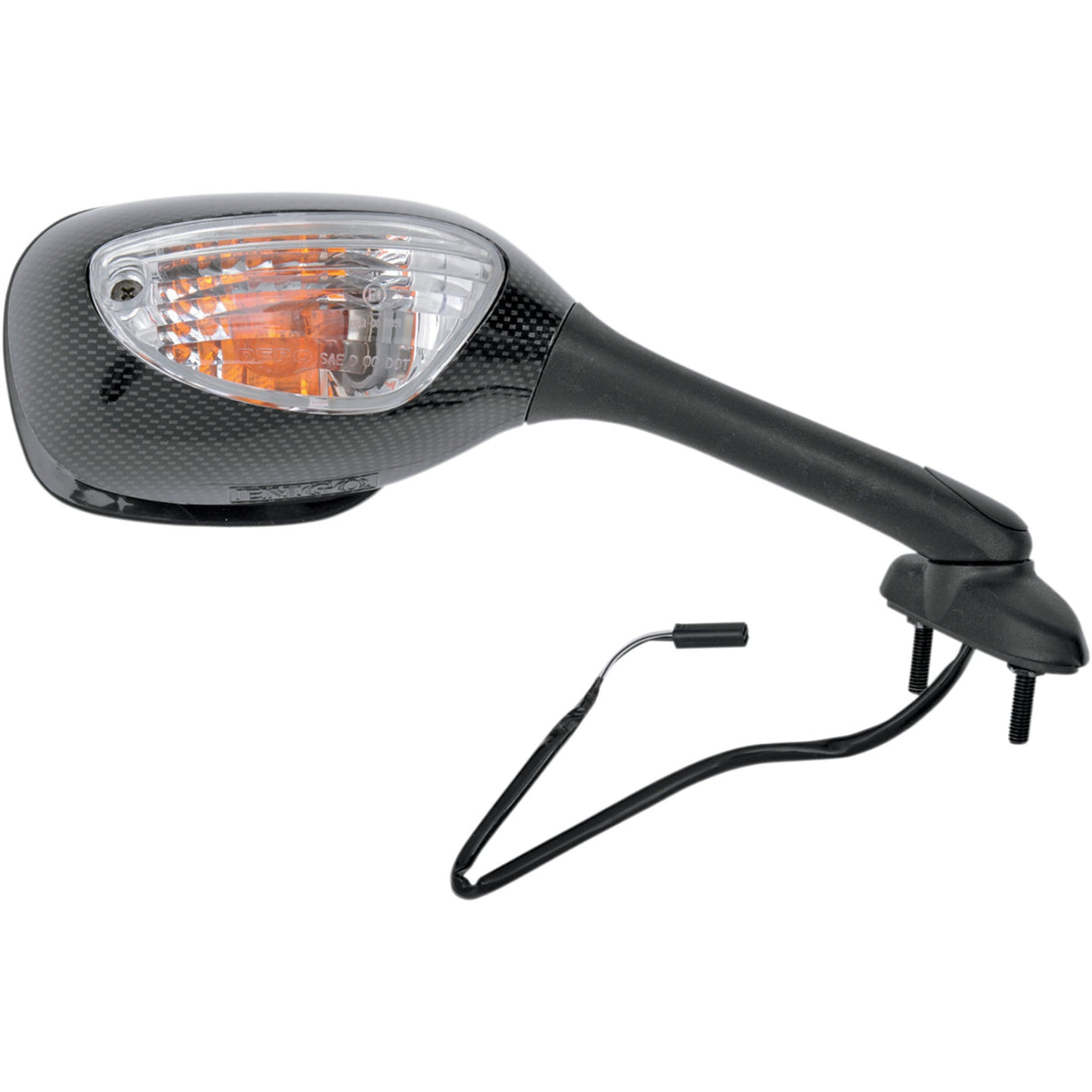 EMGO 0640-0169 20-69793 Carbon Fiber Mirror Mirror - Side View - Lighted - Black/Carbon Fiber - Rectangle - Right - Suzuki