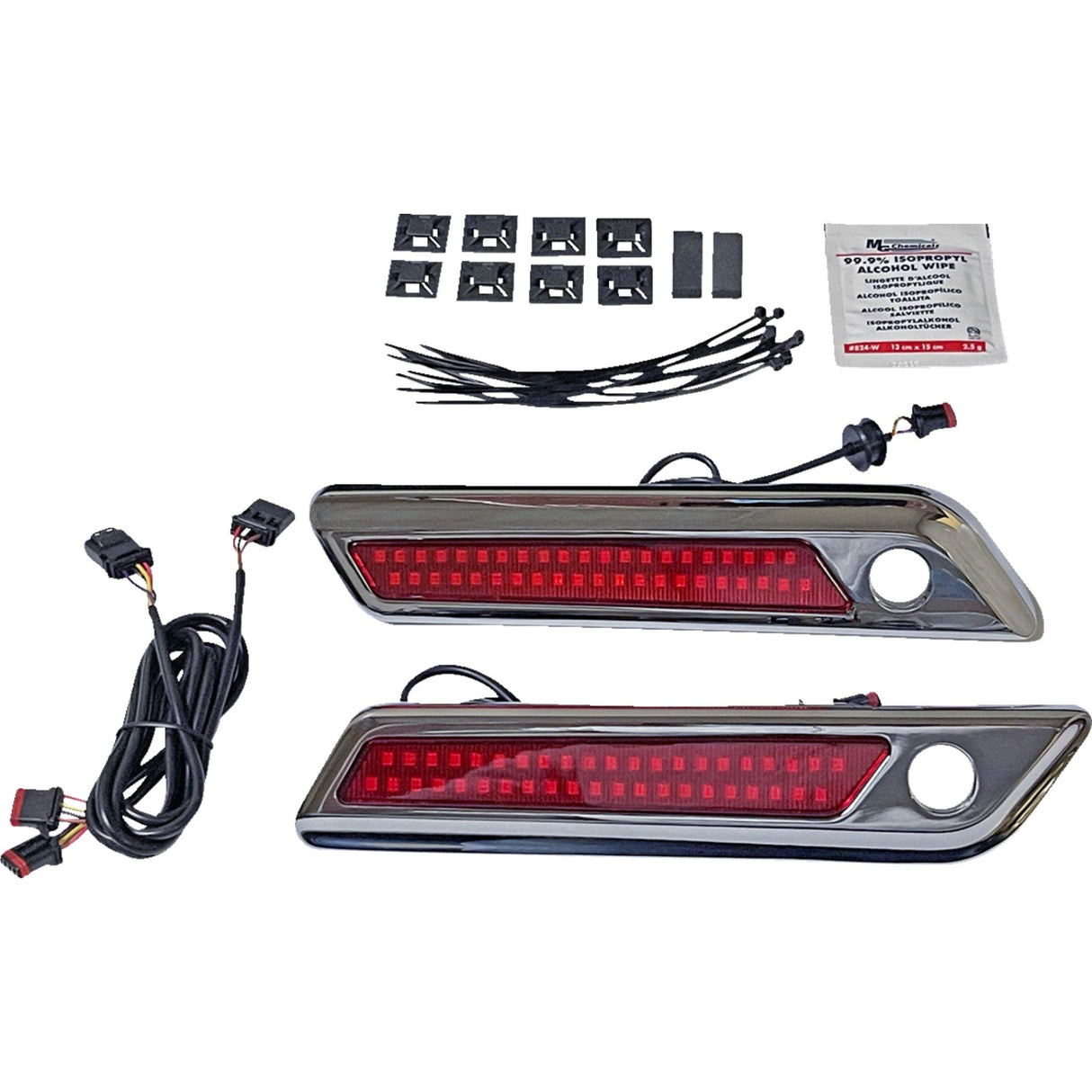 CUSTOM DYNAMICS 2040-2868 CD-SBL-DC-RC Saddlebag Latch Dual Color Accent Lights - Red - Chrome