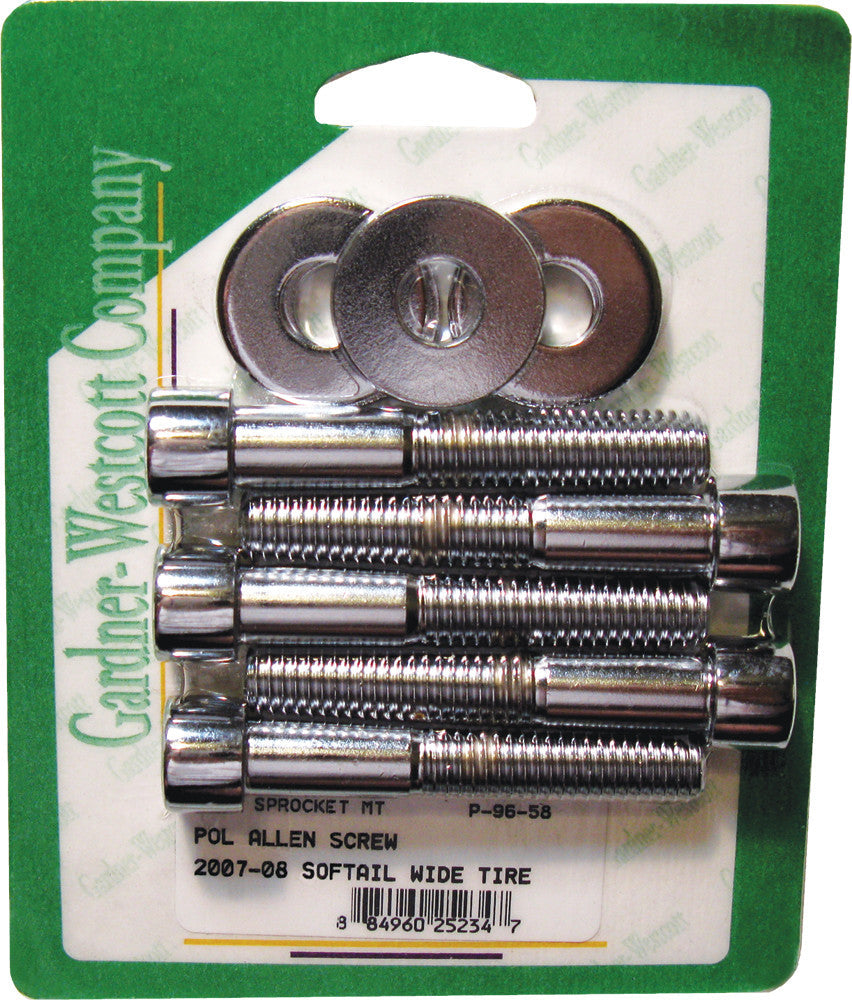 Gardner-Westcott Pulley Bolts Polished BIG Twin - P-96-58 For Harley Motorcycles 2007-2017