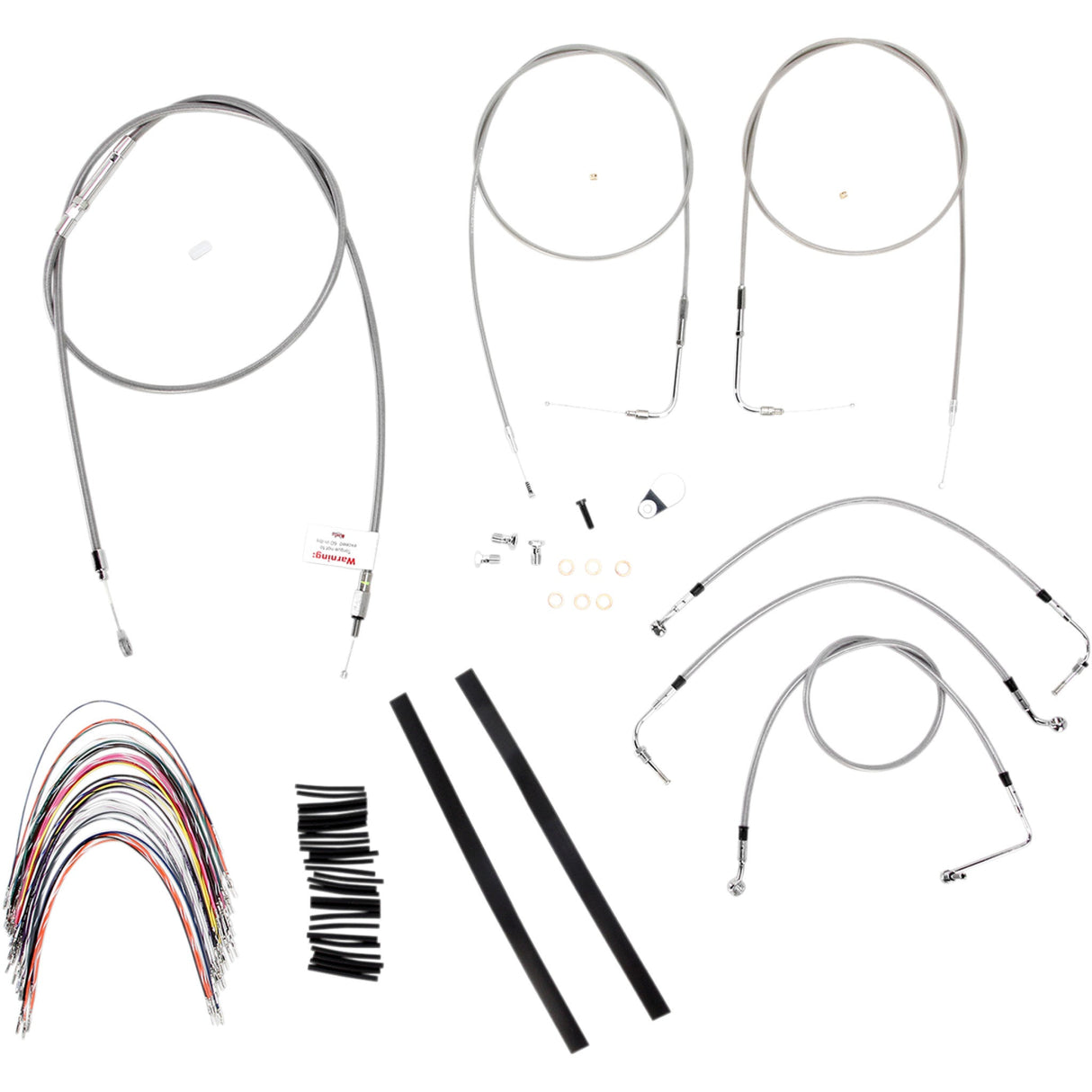 Burly Brand Complete Stainless Braided Handlebar Cable Brake Line Kit 16" Ape Hangers '07 Touring - B30-1086 For Harley Touring 2007
