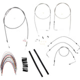 Burly Brand Complete Stainless Braided Handlebar Cable Brake Line Kit 16" Ape Hangers '07 Touring - B30-1086 For Harley Touring 2007