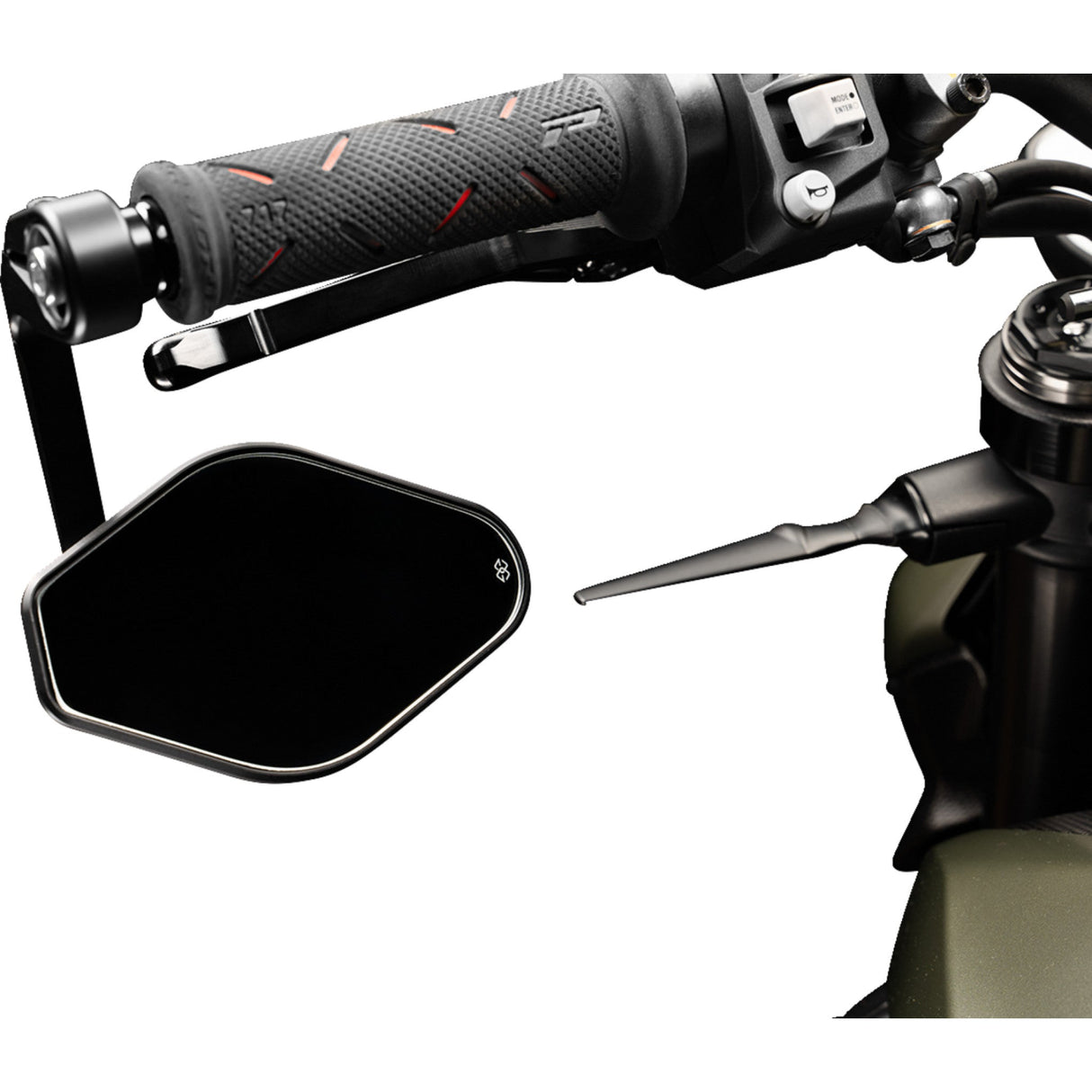 Gilles Tooling Stratos Handlebar End Mirror Stratos Side View Diamond Black Right Left Each - M03-02-BD BMW Motorcycles 2009-2025