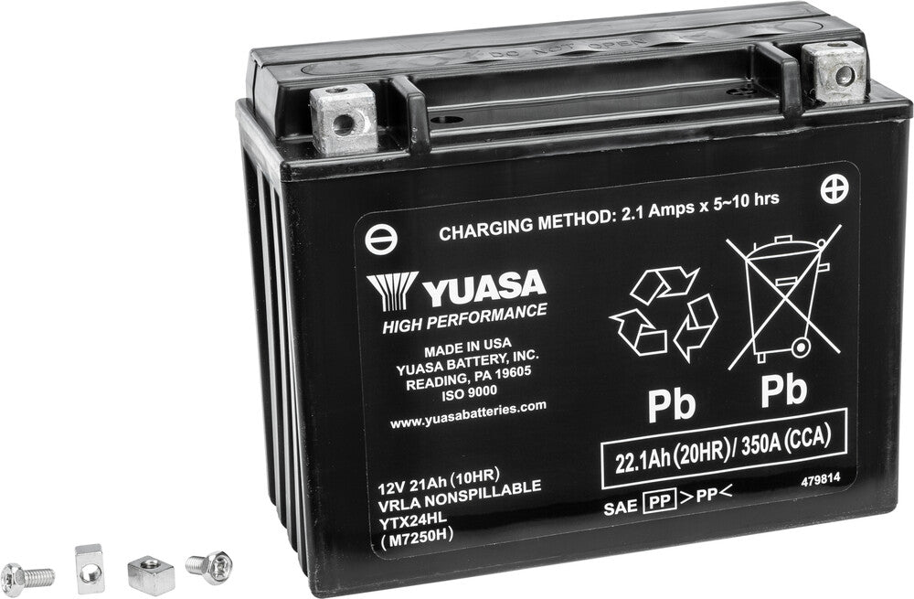 Yuasa Battery YTX24HL Sealed Factory Activated - YUAM7250H For Harley Electra Glide / Tour / Touring 1980-1996 | Ski-Doo Snowmobiles 1990-2006