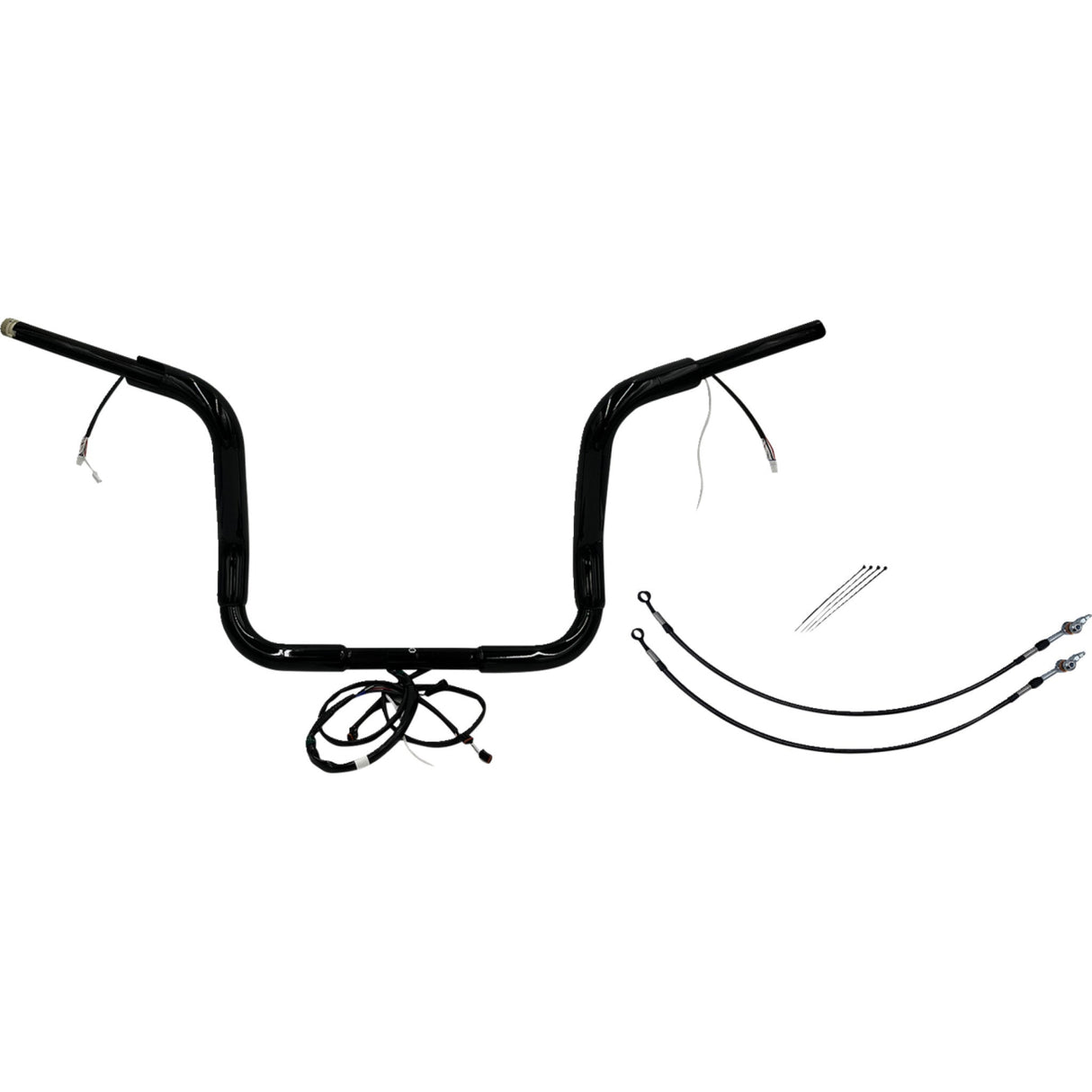 FAT Baggers INC. EZ Install Wired 1-1/2" Round Top Handlebar Kit 12" Black - 801512-B For Harley Touring 2014-2015