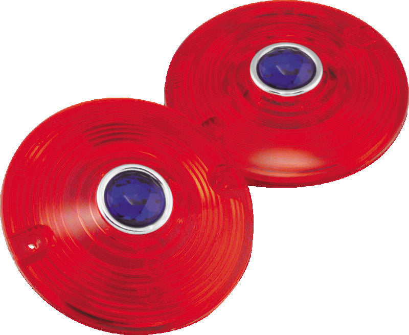 Bikers Choice 491262 86-17 FLH FLT Flst Red Turn Signal Lens With Blue Dot Pr