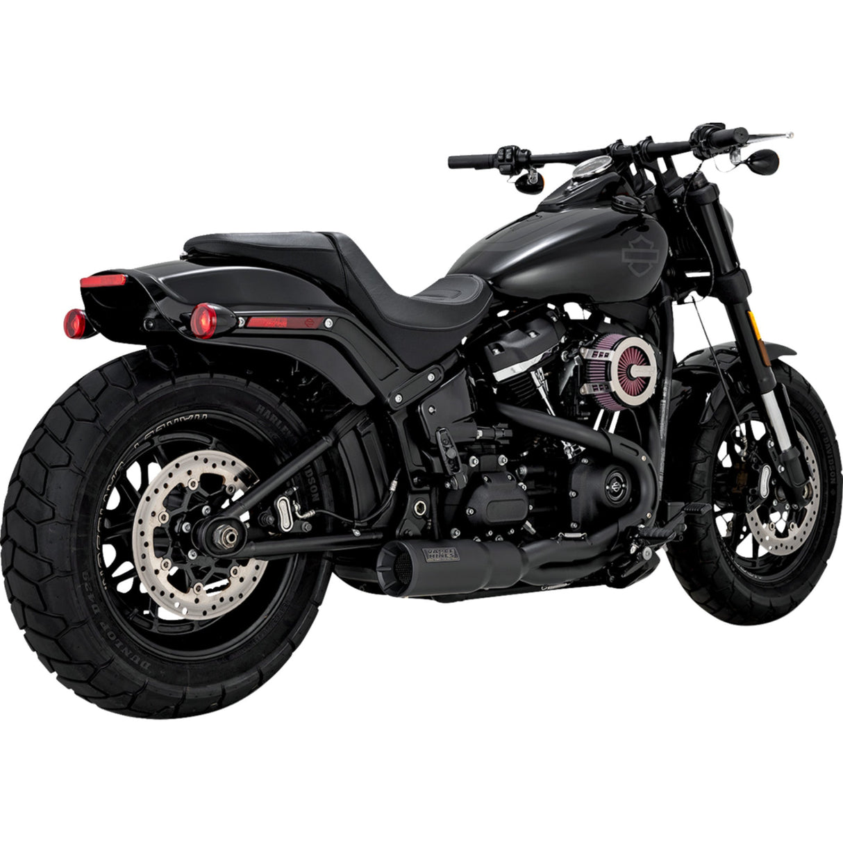 Vance & Hines 2-Into-1 Hi-Output Short Exhaust System Stainless Steel Black - 47331 For Harley Softail 2018-2024