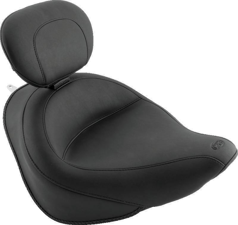 Mustang Motorcycle Mustang Wide Tire (200mm) Wide Touring Solo Seat W Driver Backrest Black - 79530 For Harley Softail 2006-2017