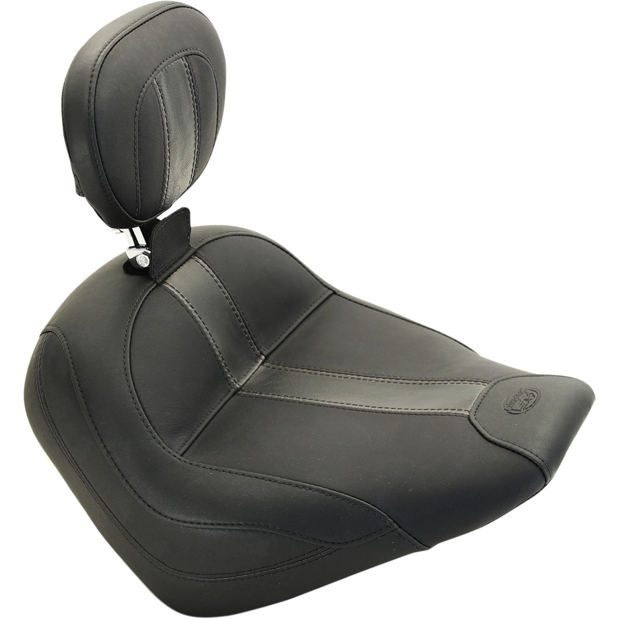 Mustang Vintage Solo Seat — Includes Backrest, Plain Black Vinyl Driver's Backrest - 79507 For Indian Scout 2015-2024
