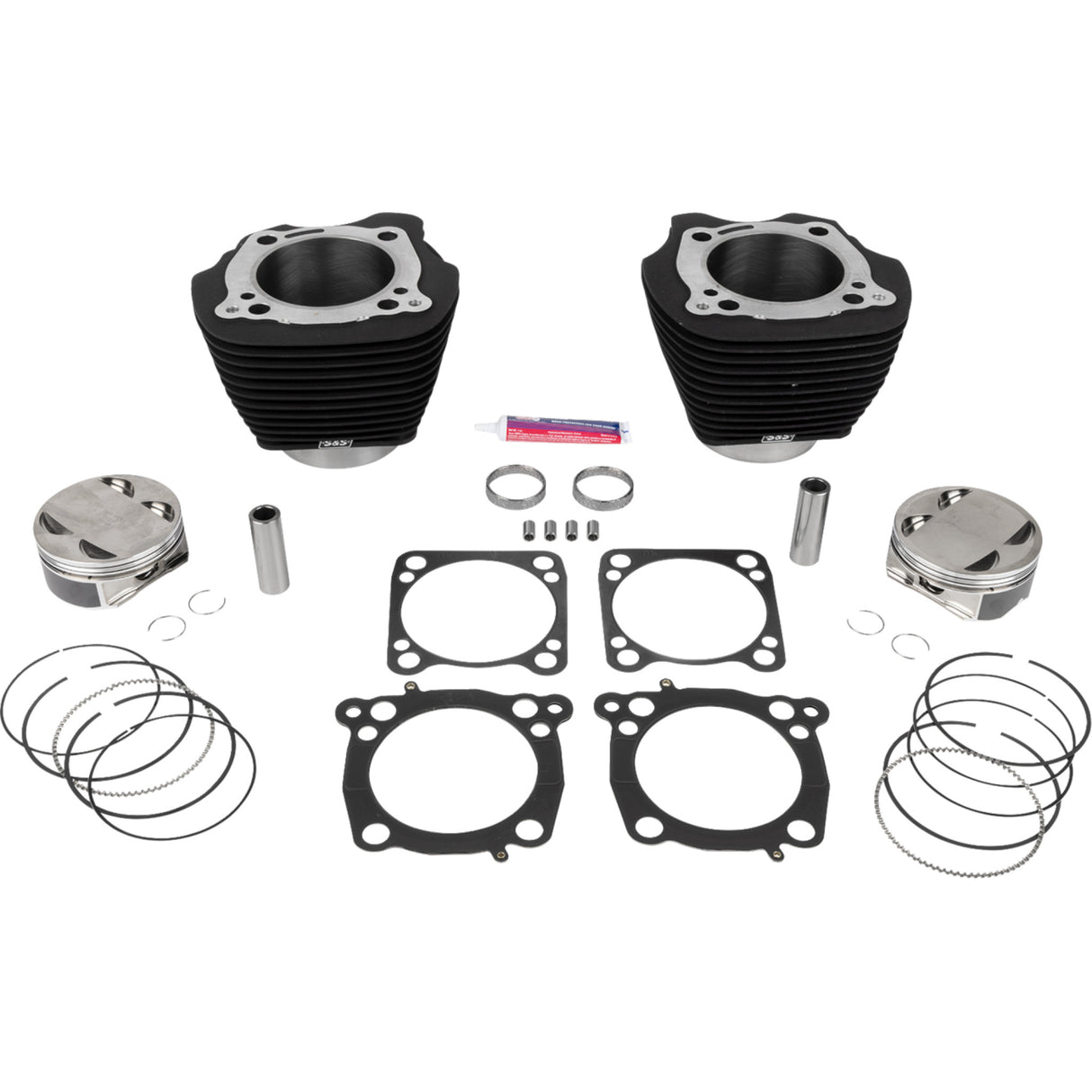 S&S CYCLE 0931-1208 910-0849A Big Bore Cylinder Kit 136" Cylinder Kit - 4.625" Stroke - Wrinkle Black w/o Highlighted Fins - M8